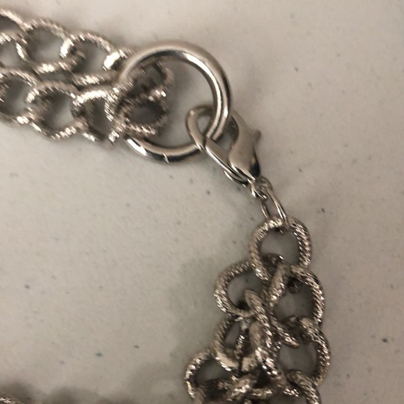 Fab Statement Necklace Two Strand Silver Tone 24” - Picture 8 of 9